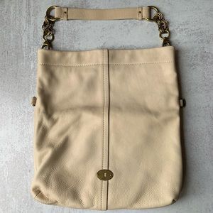 Fossil Cream Cowhide Leather Shoulder Bag